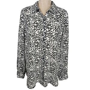 Spense Womens‎ Cheetah Leopard Print Top Womens Sz XL Semi Sheer Office Career